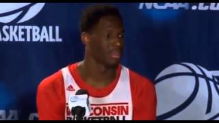 God Shes Beautiful College Basketball Player Nigel Hayes Embarrasing Comment at NCAA Interview [upl. by Eellek467]