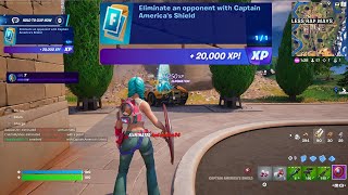 How to EASILY Eliminate an opponent with Captain Americas Shield in Fortnite Quest [upl. by Secnarfyram391]