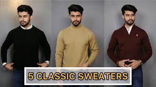 5 CLASSIC SWEATERS  SWEATSHIRTS FOR WINTERS 2021  WINTER FASHION MEN [upl. by Aninep65]