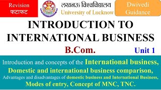 1 introduction to international business bcom introduction to international business in hindi lu [upl. by Ardnaet]