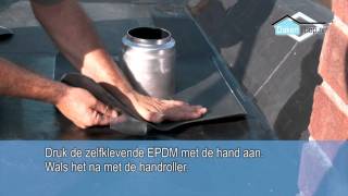 Dakenshop EPDM dakbedekking ontluchting  doorvoer inplakken met zelfklevende EPDM [upl. by Olaf]