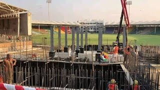 national stadium Karachi renovation update hospitality boxes new rof installation under way🏟️ [upl. by Kensell103]