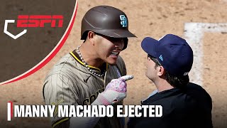 Manny Machado EJECTED along with Padres manager Mike Shildt after heated moment with ump  ESPN MLB [upl. by Ysnat]