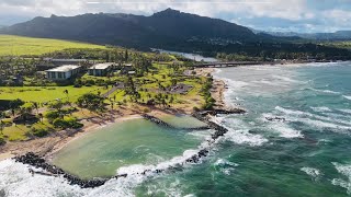 Lydgate Beach Park  Kauai Hawaii  4k  Drone View [upl. by Phebe]