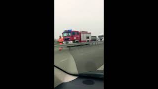 Wypadek S7 Trasa Elblag Gdansk  tir w rowie [upl. by Nylasor]