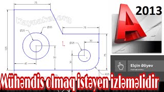 AutoCAD Texniki Rəsim  Nümunə 1  Mühəndis olmaq istəyən izləsin [upl. by Man729]