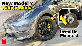 New Tesla Model Y3 Brake Caliper Skins  Change your Caliper Color in Minutes tesla [upl. by Sue]