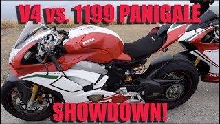 Panigale V4 Speciale vs 1199 Tricolore Canyon SHOWDOWN [upl. by Sikram]