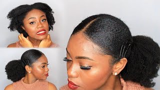 NATURAL HAIR SLEEK LOW PONYTAIL ON 4C HAIR w Extensions ft HerGivenHair x Chizi Duru [upl. by Yehudi]