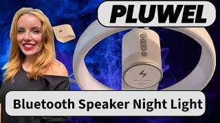 PLUWEL Wireless Changing Base For Bedside Table With Bluetooth Speaker Night Light [upl. by Nata617]