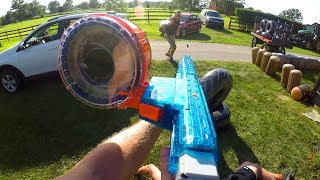 Behind the Scenes NERF Gun Game 80 Battle Bunkerz and Hunger Games [upl. by Adnirim]