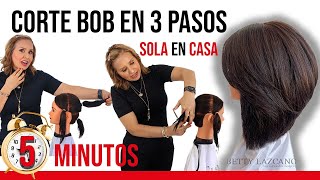 CORTE BOB EN 3 PASOS con COLETAS en 5 MINUTOS SOLA en CASA bettylazcano HAIRCUT step by step [upl. by Assylla]