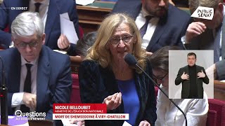 Mort d’un collégien à ViryChâtillon quotNon l’école n’est pas un coupe gorgequot selon Nicole Belloubet [upl. by Hafeenah477]