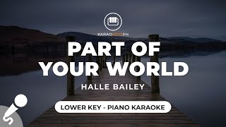 Part Of Your World  Halle Bailey Lower Key  Piano Karaoke [upl. by Benia233]