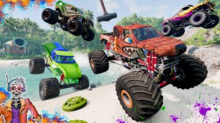 Monster Jam INSANE Monster Truck Mud Battle Racing And High Speed Jumps  BeamNG Drive [upl. by Durwyn846]