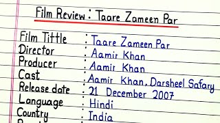 Film review quotTaare Zameen Parquot  Movie review quotTaare Zameen Parquot  Review writing in english [upl. by Grimaldi193]