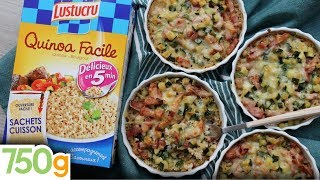 Recette de Minigratins de quinoa aux courgettes amp lardons  750g  EXPRESS [upl. by Rossing342]