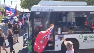 Convoy to Canberra protesters confrontation with bus driver [upl. by Mell956]