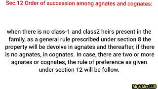 Sec 12 of Hindu Succession Act  Order of succession among agnates and cognates [upl. by Ailadi]