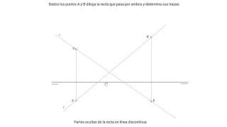 Recta definida por dos puntos Trazas diedros y visibilidad Sistema diédrico Dibujo Técnico [upl. by Alake743]