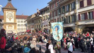 Dütschbach  Schlorggeschlüüpfer  Fastnacht Murten 2023  Umzug [upl. by Barcot]