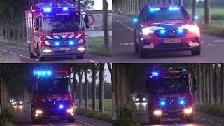 Brandweer politie en ambulances met spoed onderweg naar een zeer grote brand in de Middenbeemster [upl. by Noirred]