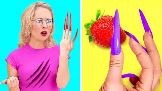 FUNNY GIRLS PROBLEMS WITH THE LONGEST NAILS EVER  Manicure Hacks And Fails by 123 Go Gold [upl. by Adev]