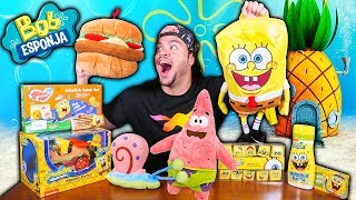 ABRINDO BRINQUEDOS E PRODUTOS DO BOB ESPONJA ORIGINAIS DA LOJA SIRI CASCUDO [upl. by Laekim]