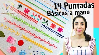 BORDADO A MANO PARA PRINCIPIANTES PASO A PASO 😘 14 PUNTADAS BÁSICAS QUE DEBES APRENDER [upl. by Laband]