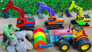 Diy tractor mini Bulldozer to making concrete road  Construction Vehicles Road Roller 118 [upl. by Neemsaj]