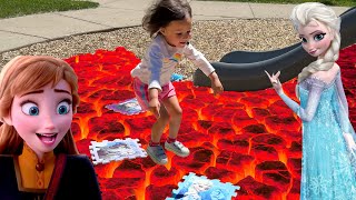 Save ANNA From LAVA Frozen floor is Lava Game at the PARK [upl. by Annayk]