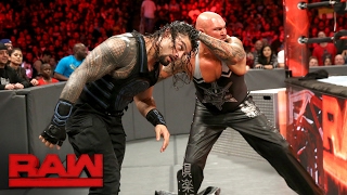 Roman Reigns vs Luke Gallows amp Karl Anderson  2on1 Handicap Match Raw Feb 20 2017 [upl. by Koralle]