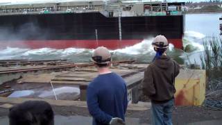 480 ft Gunderson Express Marine Barge Launch 22710 [upl. by Delilah]