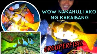 KAKAIBANG LAPULAPU ANG NAHULI KO spearfishingphilipines grouperfishing nightdivespearfishing [upl. by Myrtice848]