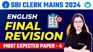 SBI Clerk Mains English 2024  Most Expected English Paper For SBI Clerk Mains 2024  By Saba Maam [upl. by Onyx]