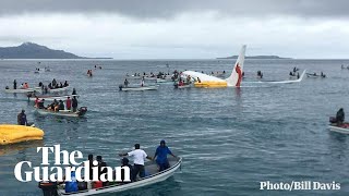 Plane overshoots runway in Micronesia and sinks [upl. by Ellehsal]