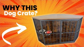 Review of 53 inch Furniture Dog Crate Corner Dog Kennel Corner Wooden End Table with Bowl [upl. by Adnilak379]