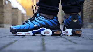 Classic Air Max Plus OG Tuned 1 Review amp On Feet Hyper BlueBlack 2018 [upl. by Ebanreb]