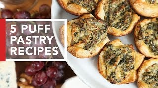 5 Puff Pastry Recipes  Quick amp Easy Appetizers [upl. by Rentsch]