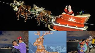 A famous Christmas market in Montreux with Santa flying over the Alps Switzerland [upl. by Alius]