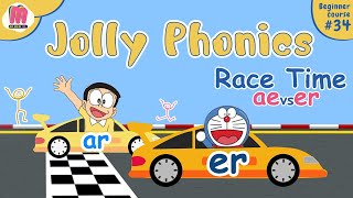 Jolly Phonics Diagraphs  AE vs ER Digraph Race Challenge [upl. by Kailey]