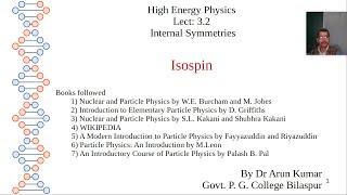 Lect 32 Internal Symmetries Isospin [upl. by Neelehtak702]