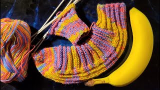 🇩🇪DIY No 54  Bananensocken stricken  kostenlose Anleitung [upl. by Ralat216]