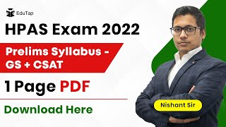 Pattern and Syllabus of HPAS Prelims Exam 2022  PDF Of General Studies  CSAT Syllabus of HPAS 2022 [upl. by Yadrahs]