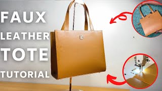 How to make a standard tote bag with Faux Leather  Eris Atelier [upl. by Ynohtnad]