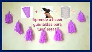 Como hacer una guirnalda de pompones con papel crepé [upl. by Tirzah]