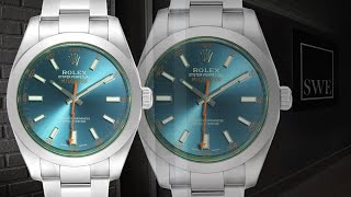 Rolex Milgauss Z Blue Dial Green Crystal Steel Mens Watch 116400  SwissWatchExpo [upl. by Namyl105]