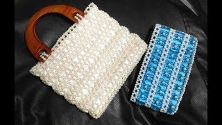 How to make Beaded Hand Purse Beads HandbagCrystal bag NomiNamita crafts [upl. by Anemaj]