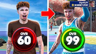 LAMELO BALL BUILD 60 OVR to 99 OVR in 1 VIDEO No Money Spent  No MyCareer [upl. by Styles558]