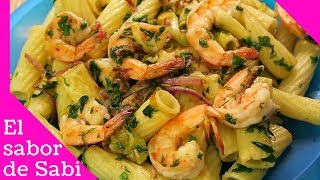 Còmo Hacer Pasta con Camarones y PerejilPaso a pasoEl sabor de Sabi [upl. by Yelkreb123]